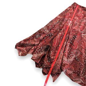 Emma James Long Maxi Red Paisley Asymmetrical Flared Autumn Thanks Skirt sz 14